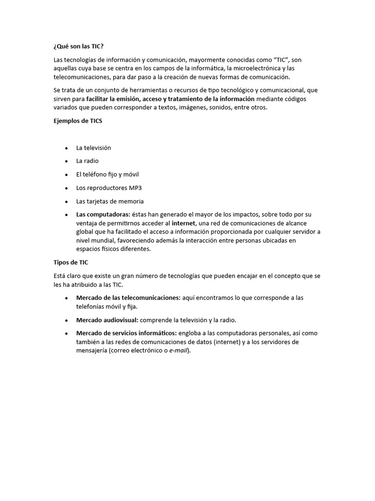 Qué Son Las Tic Pdf Tecnología