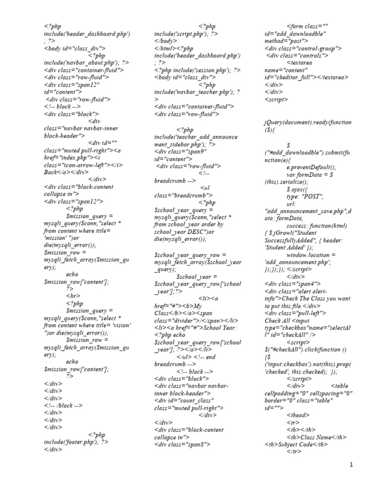 Complete code pdf php software development