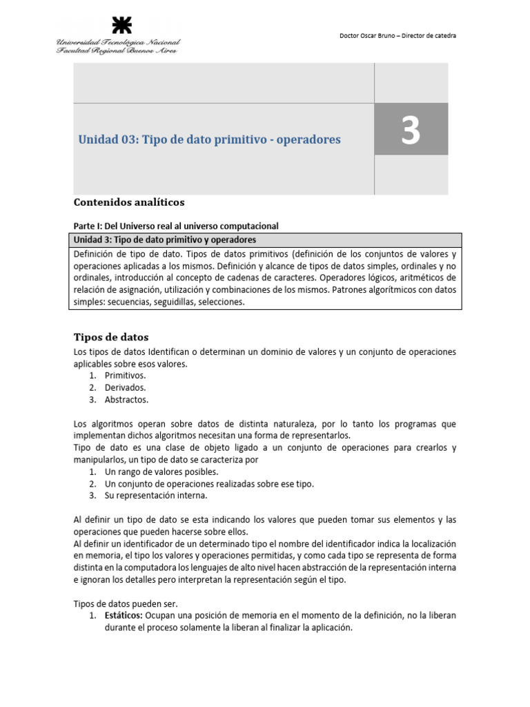 Tipos de Datos Primitivos y Operadores | PDF | Tipo de datos | Puntero ...