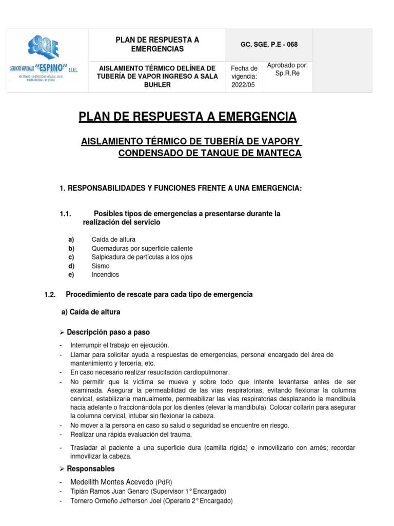 P.R. Emergencias 2023 - LÍNEA DE TUBERÍA DE VAPOR INGRESO A BUHLER ...