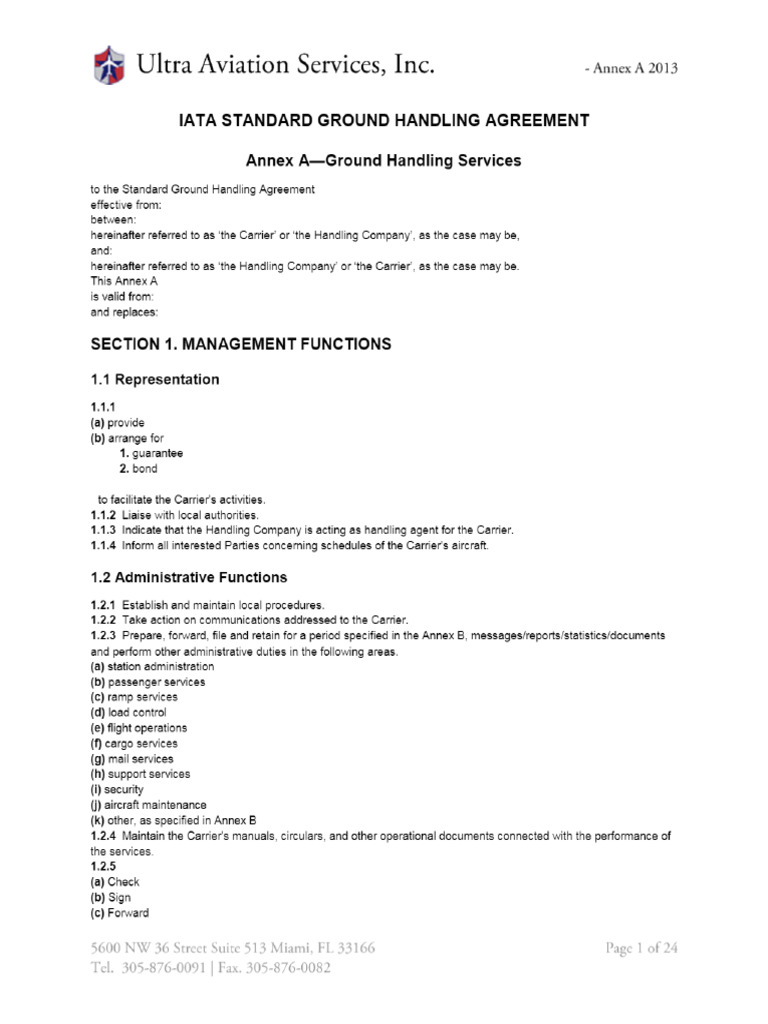 IATA STANDARD GROUND HANDLING AGREEMENT IataStandardGroundHandling