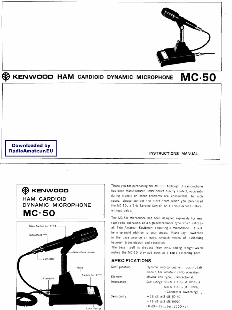 Capsule Microphone Kenwood MC50 – Pièce Détachée D’Origine NEUVE