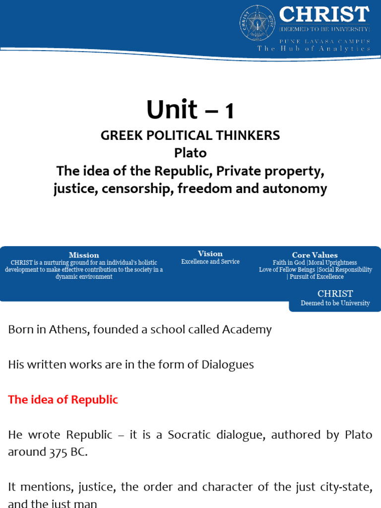 1.2 PPT On Plato Unit 1 PDF Plato Justice
