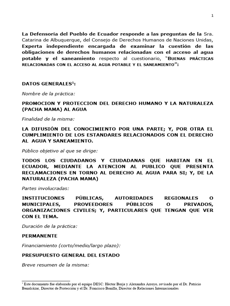 Ecuador Defensoria Del Pueblo de Ecuador Promocion y Protection
