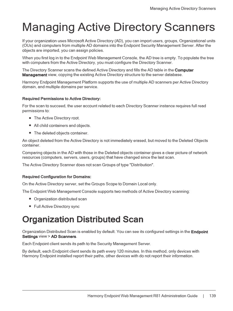 Active Directory Scanners Harmony EndPoint PDF Active Directory