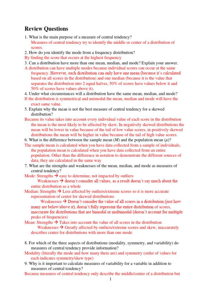 Week 4 Review Activities SOLUTIONS | PDF | Mode (Statistics) | Bias Of ...