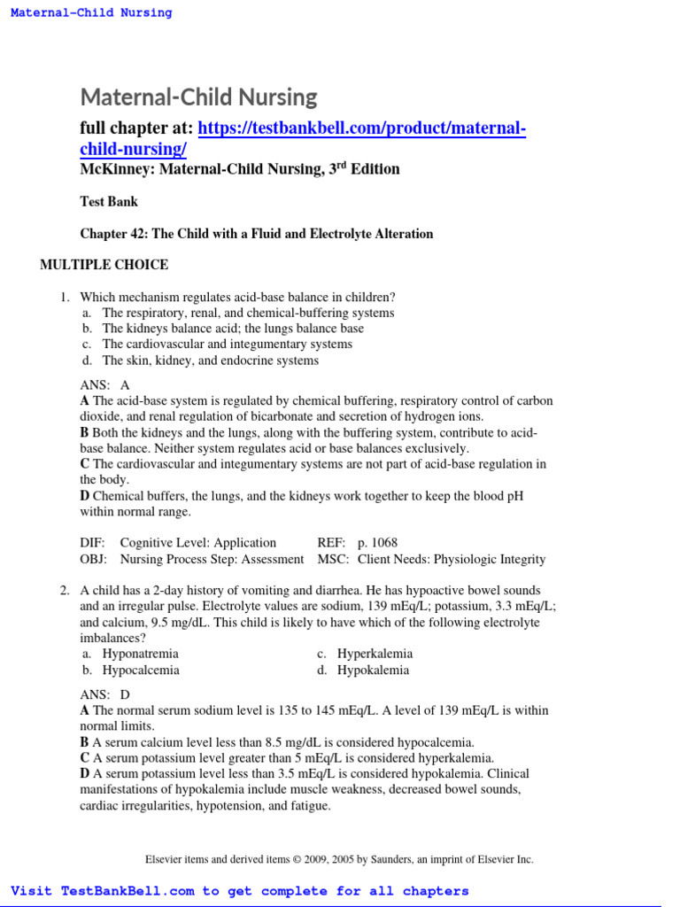 Maternal Child Nursing PDF Dehydration Kidney