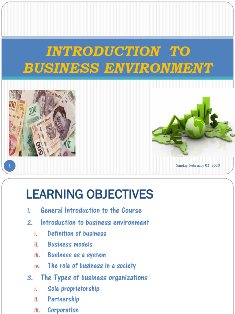 Introduction to Business Environment | PDF | Partnership | Resource