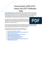 Common Entrance Exams (CEE) 2019 - Common Entrance Test (CET) Notification Dates