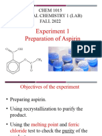 CHEM 1015 Lab 1 - Preparation of Aspirin