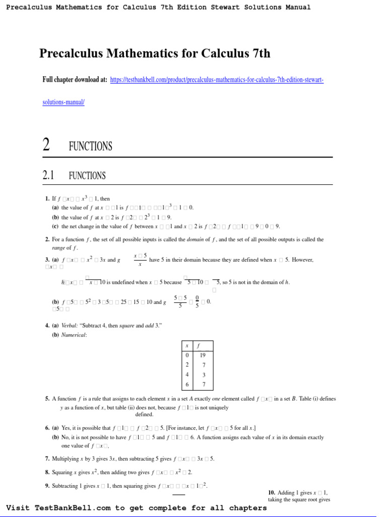 Precalculus Mathematics For Calculus 7th Edition Stewart Solutions