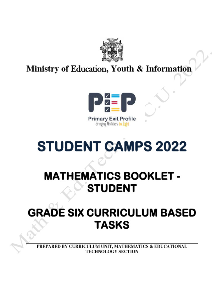 Grade 6 Mathematics Curriculum Based Test 2022 Student