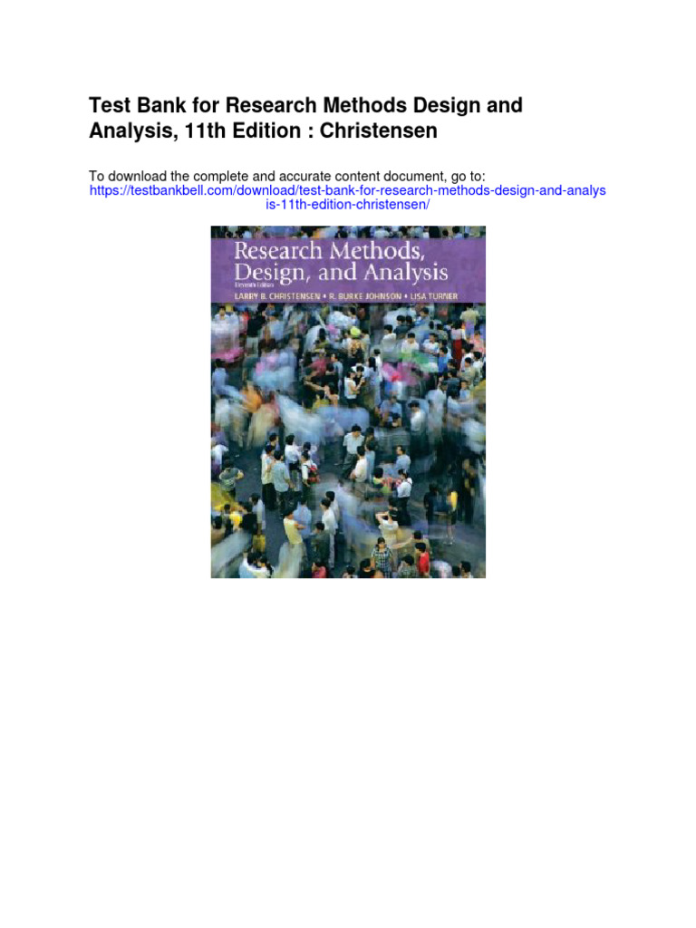 Test Bank For Research Methods Design and Analysis 11th Edition Christensen PDF Experiment