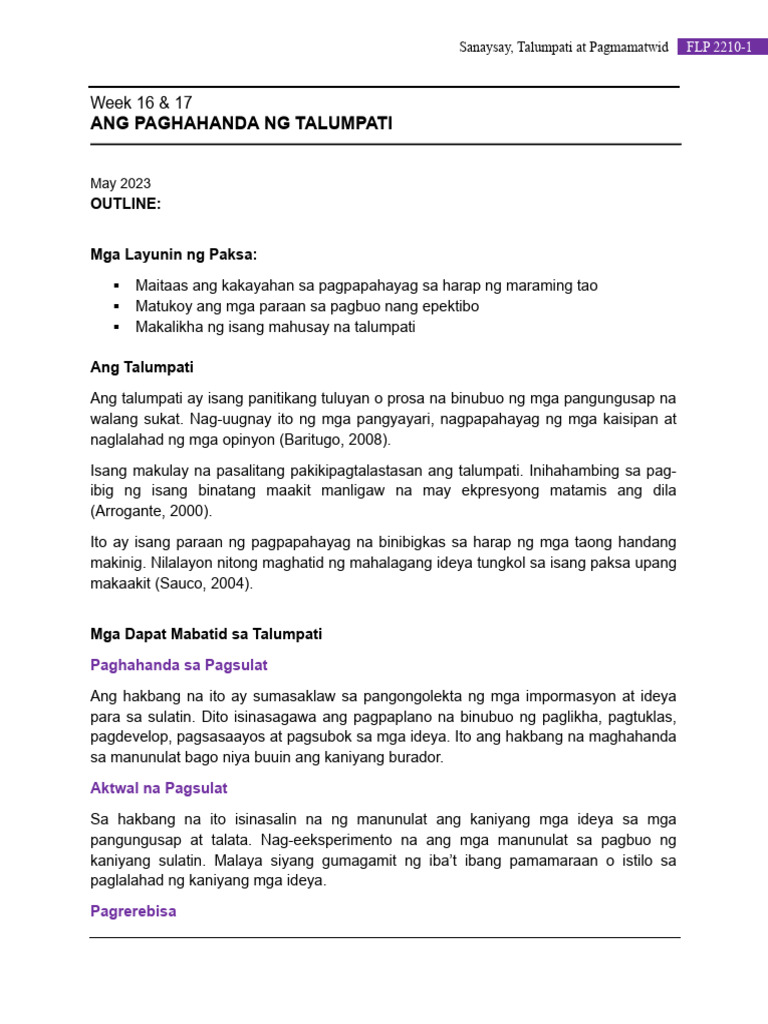 Ang Paghahanda NG Talumpati | PDF