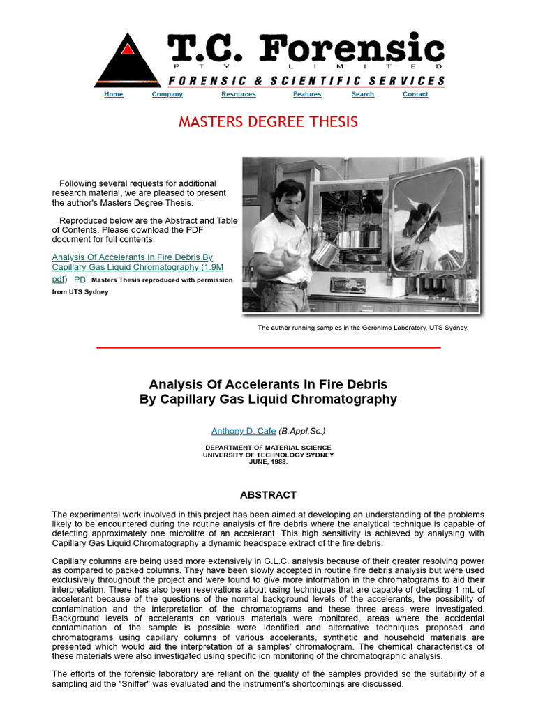 TC Forensic, Australia - Masters Degree Thesis | PDF | Chromatography ...