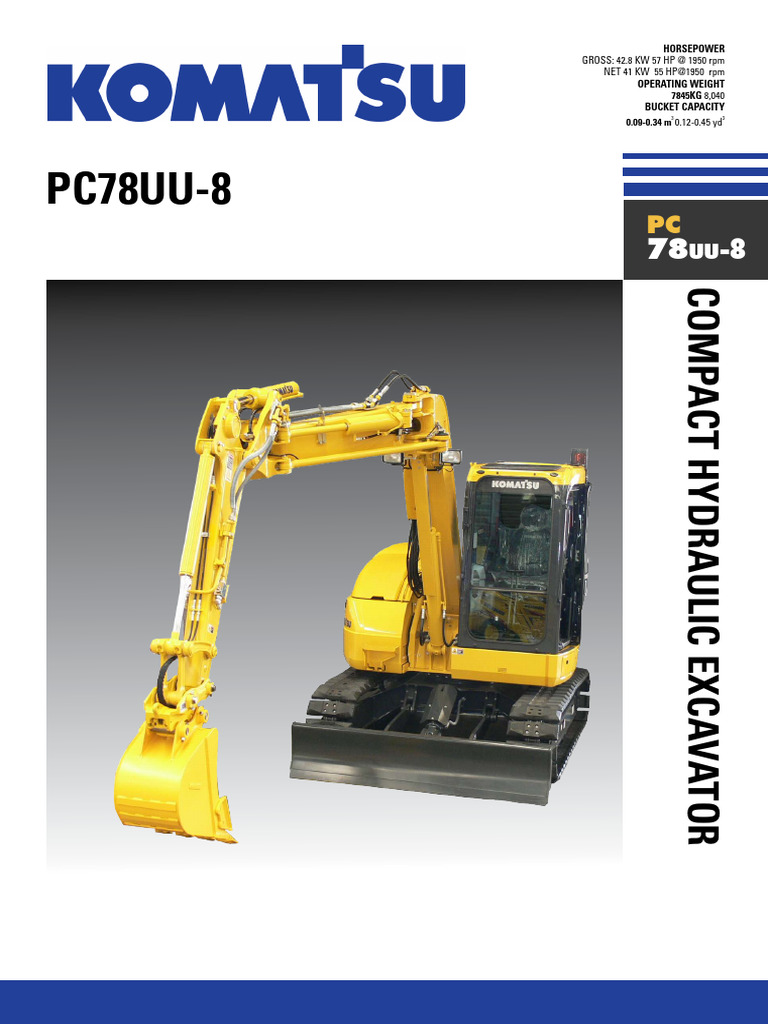 Pc78uu-8 Compact Hydraulic Excavator. 78uu-8 | PDF | Horsepower ...