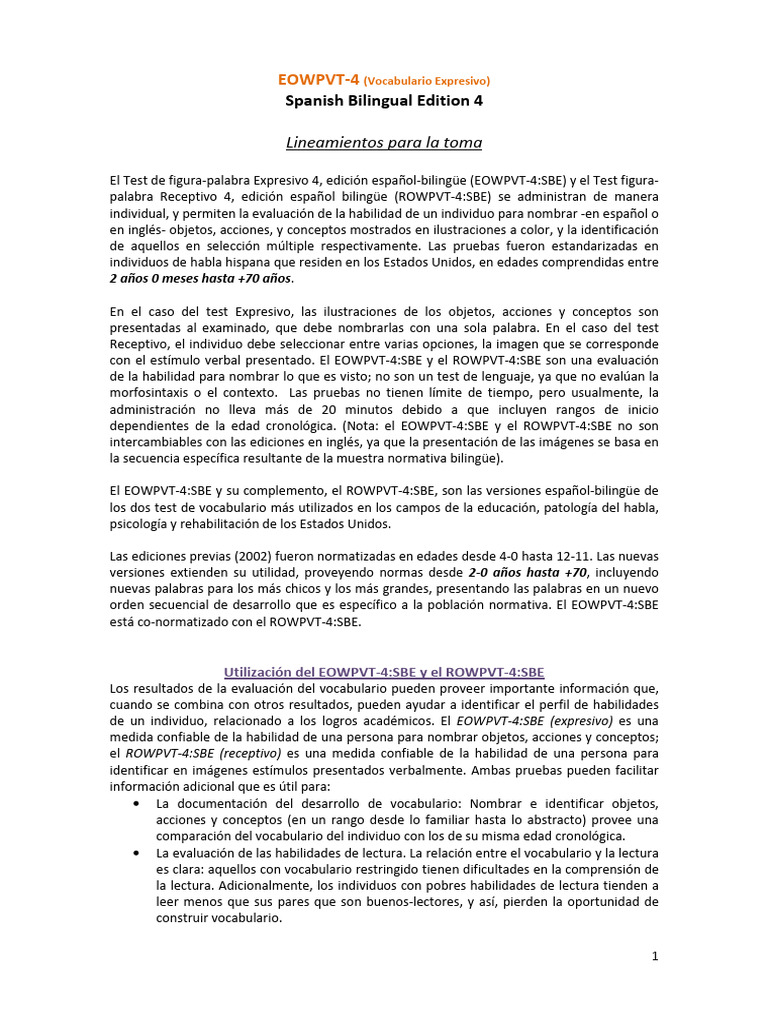 EOWPVT-4 Lineamientos para La Toma Expresivo | PDF