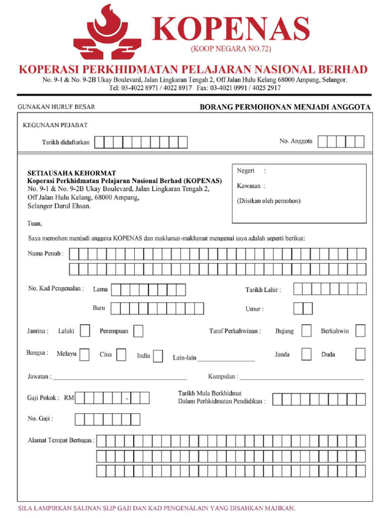Pendaftaran Keanggotaan KOPENAS | PDF | Pengelolaan Keuangan & Uang