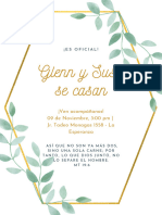 Dorado y Verde Con Borde Hojas Geométrico Floral Invitación Boda (1)