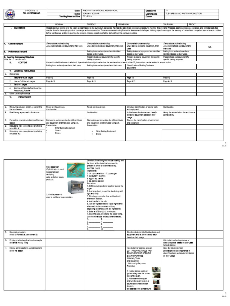 DLL Bread and Pastry 2 PDF Cakes Baking