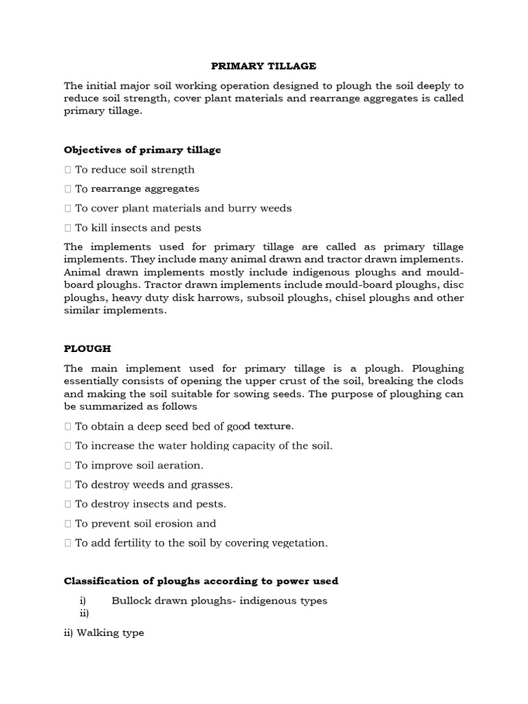 Primary Tillage Implements Overview | PDF | Plough | Tillage