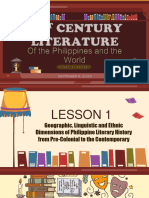 LESSON 1 - Geographic Linguistic and Ethnic Dimensions of Philippine Literary History From Pre Colonial To The Contemporary