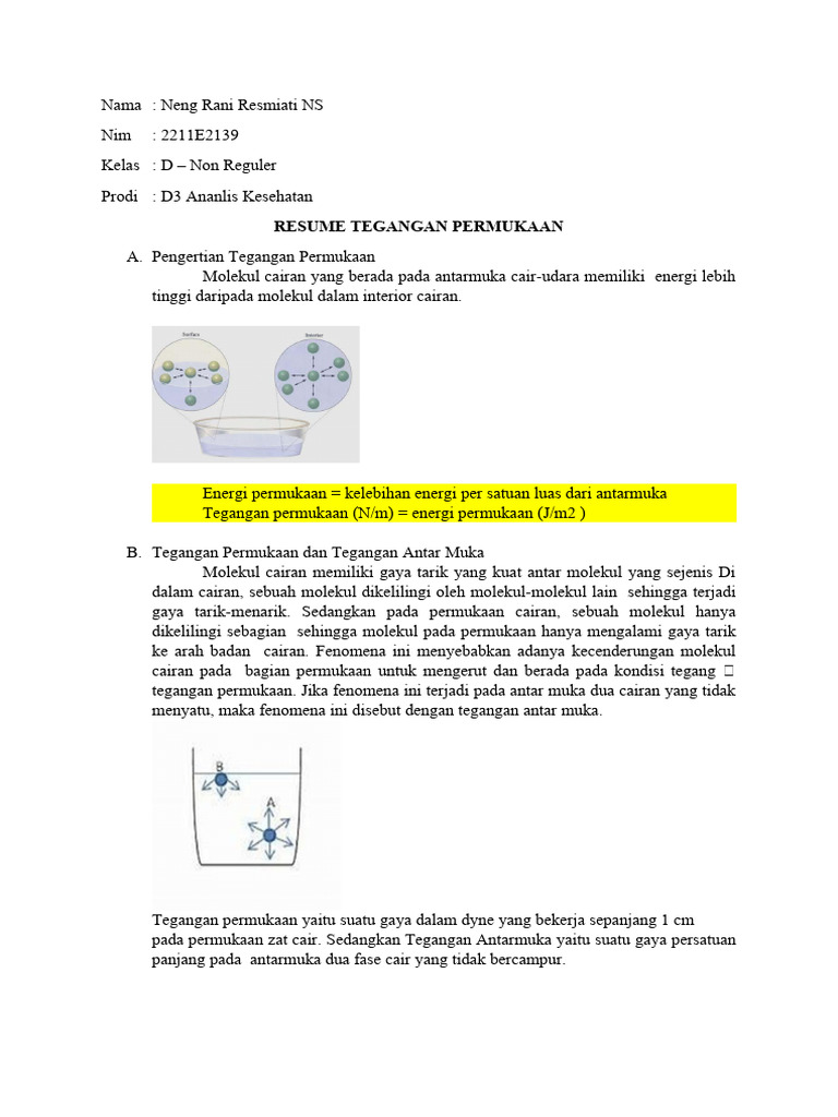 Tegangan Permukaan | PDF