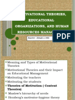 Motivational Theories, Educational Organizations, and Human