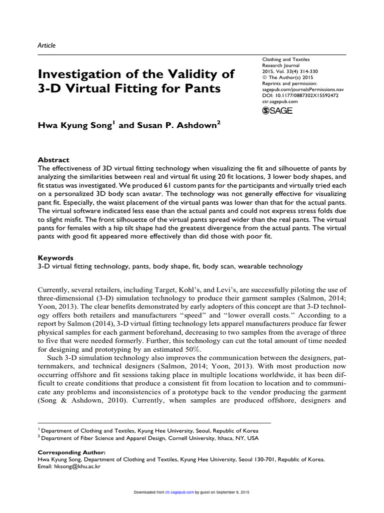3D Virtual Fitting Technology for Pants | PDF | Dependent And ...