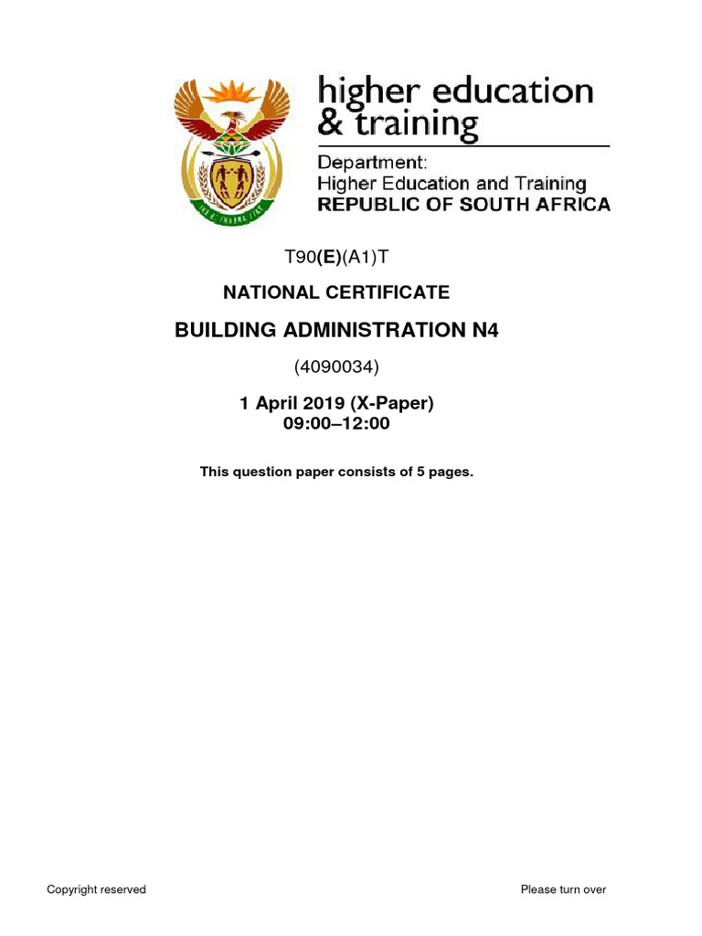 N4 Building Administration April 2019 | PDF | Business