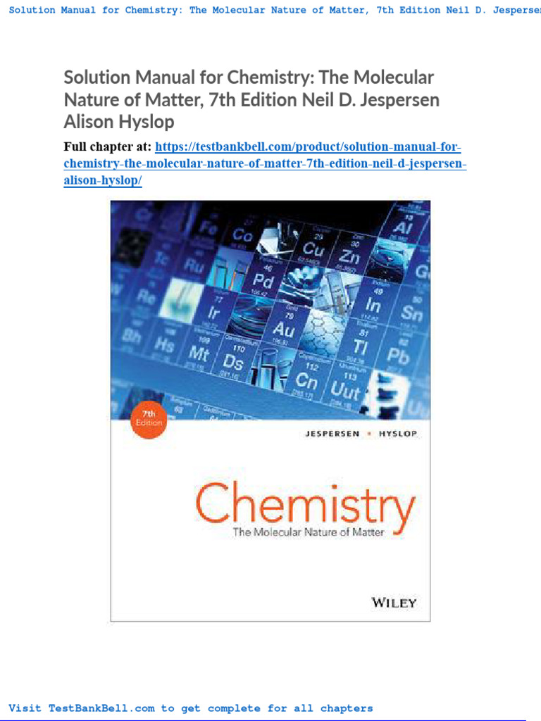 Solution Manual For Chemistry The Molecular Nature of Matter 7th