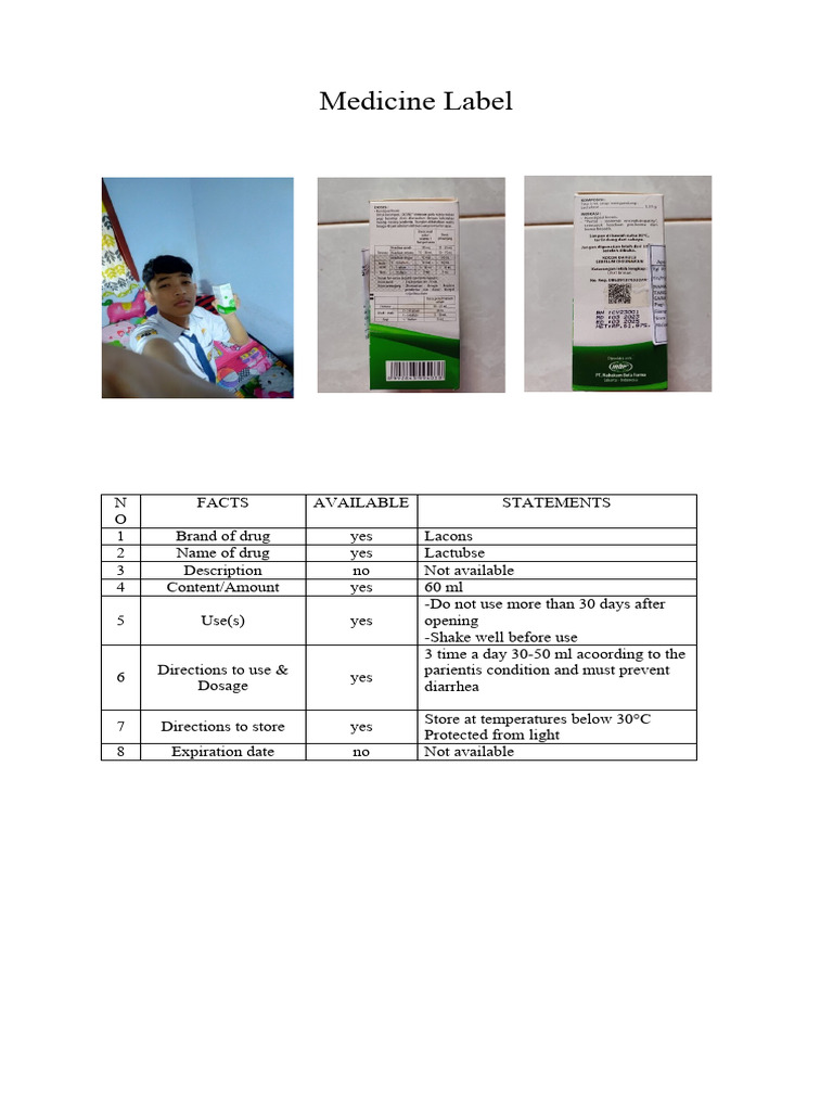 Medicine Label Lacons | PDF