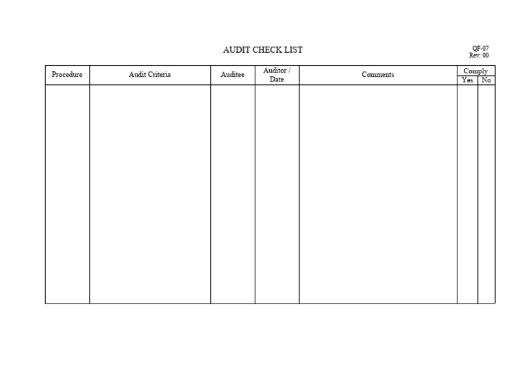 QF-07 Audit Check List | PDF