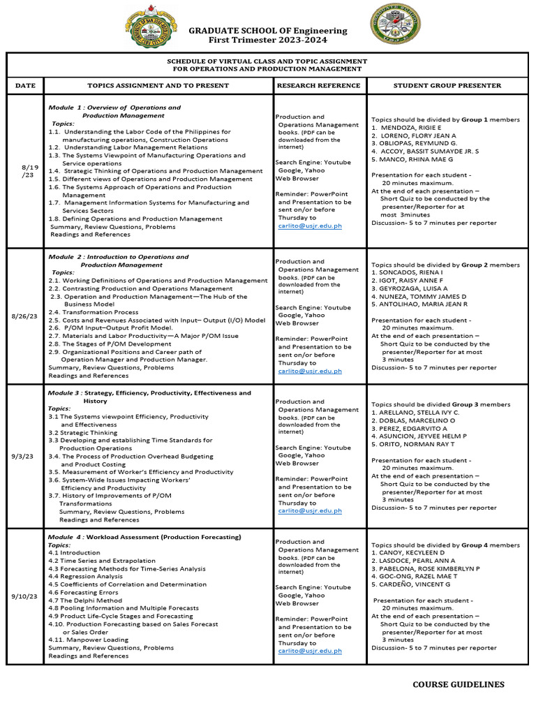 Engineering Course Guidelines | PDF | Operations Management | Innovation