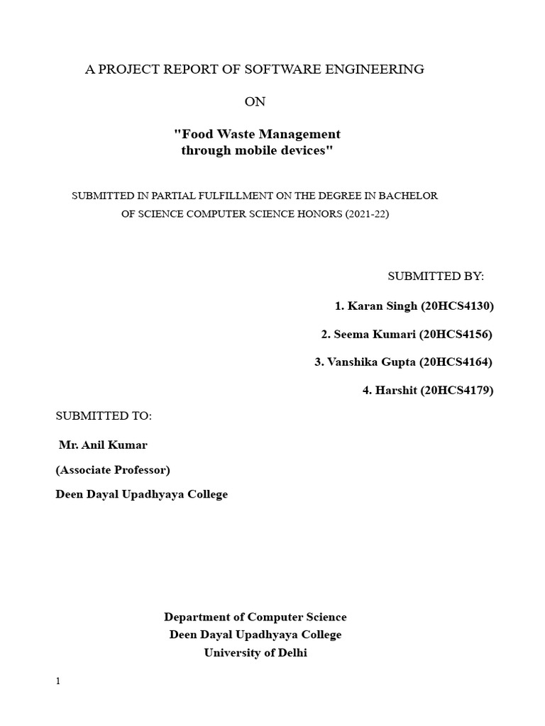Food Waste Management System Project | PDF | Software Testing ...