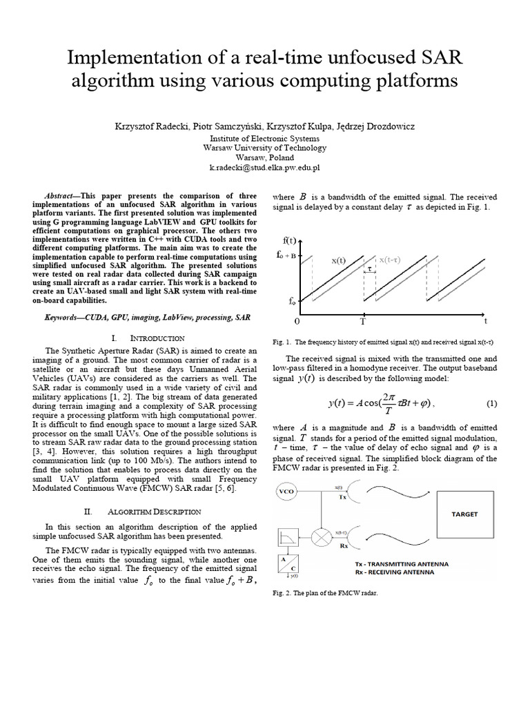 Real-Time Unfocused SAR Algorithm Implementation | PDF | Graphics ...