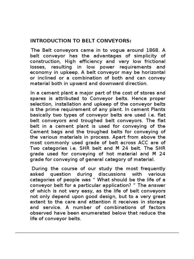 Belt Conveyor Maintenance Guide | PDF
