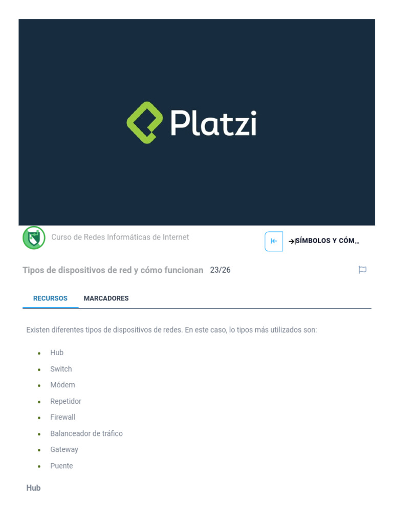 23.3 Tipos de Dispositivos de Red - Platzi | PDF | Red de computadoras ...