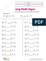 Missing Maths Signs Plus or Minus Mixed Operations