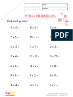 Multiplying Numbers Math Worksheets For Kids