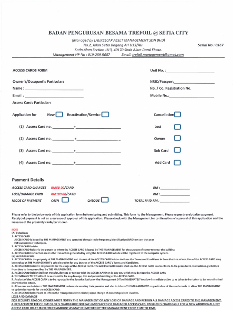 Access card application form pdf