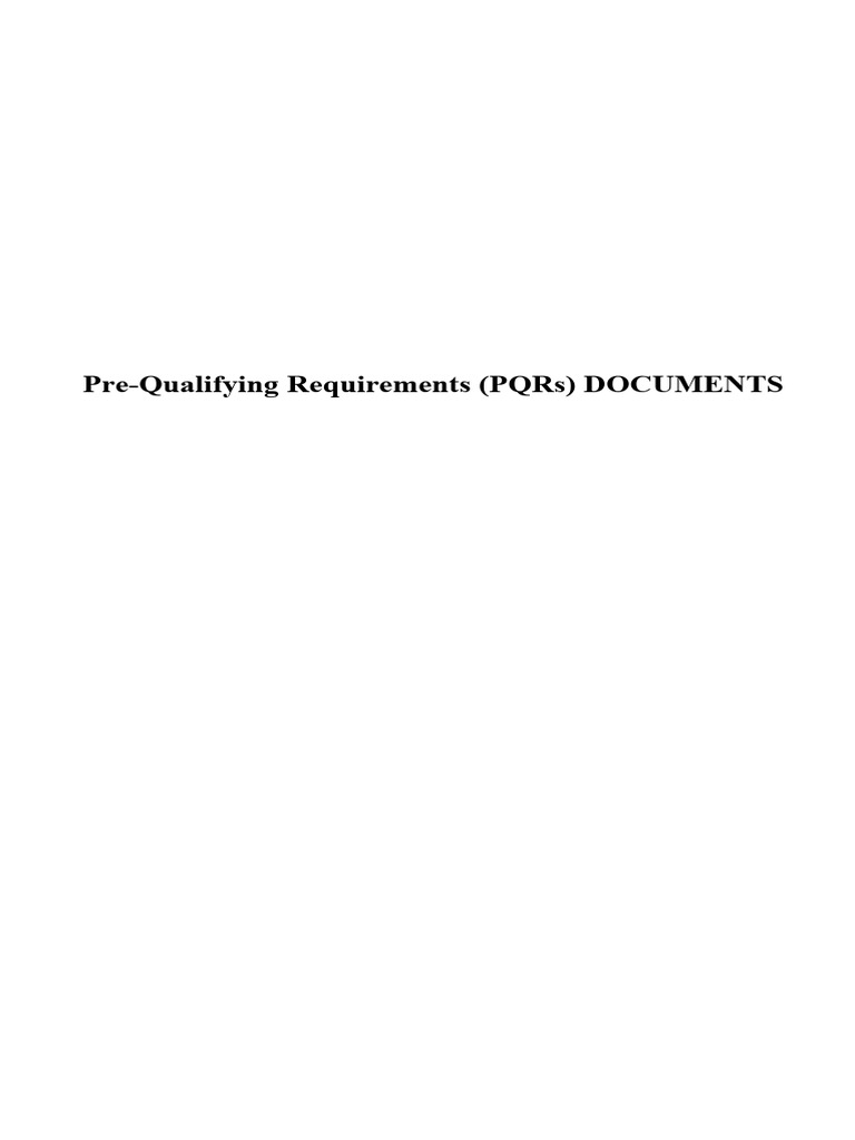 PreQualifying Requirements (PQRS) Documents PDF