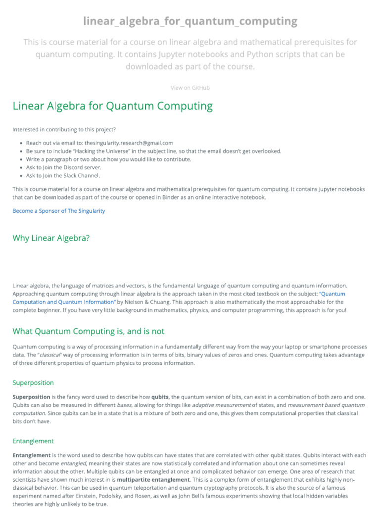 Quantum Computing Linear Algebra | PDF | Mathematics | Linear Algebra