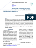 A Study of Construct Validity of English Language Reading Test of Secondary School Certificate (SSC) Examination in Bangladesh