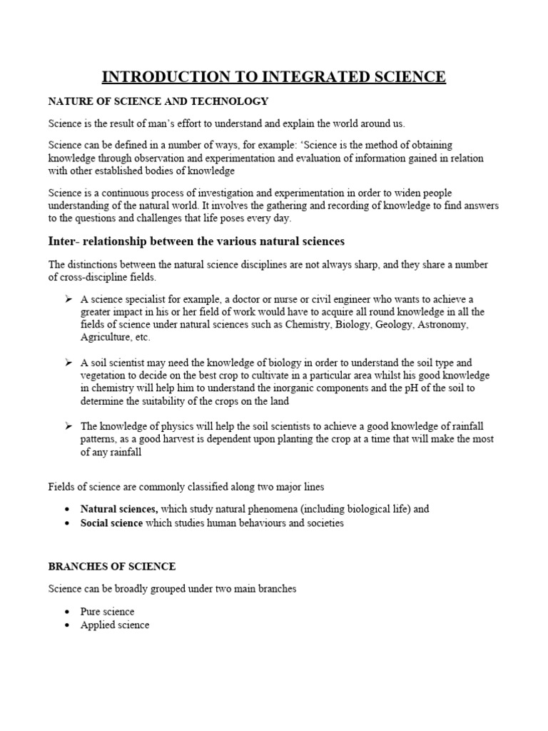 Introduction To Integrated Science