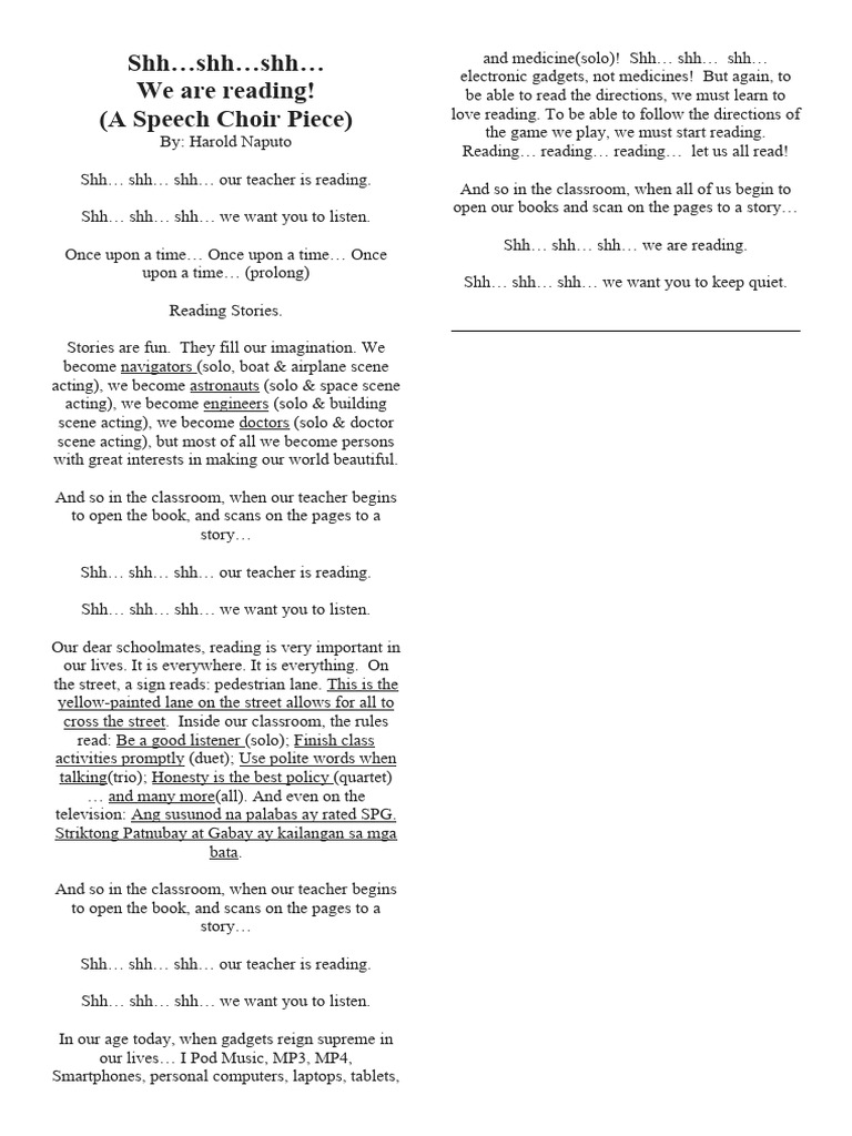 Jhs speech choir piece pdf