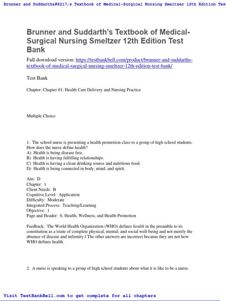 Brunner and Suddarths Textbook of Medical Surgical Nursing Smeltzer