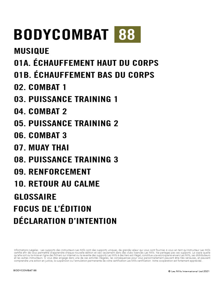 BODYCOMBAT 88 : Guide d'entraînement | PDF | Karaté | Muay-thaï