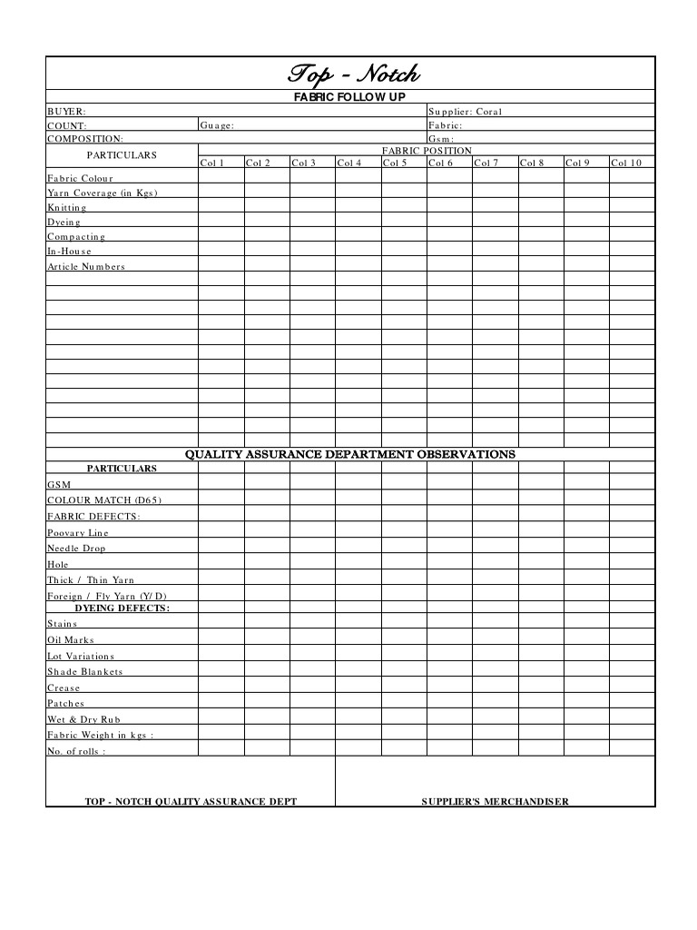 Fabric Inspection Report Format | PDF