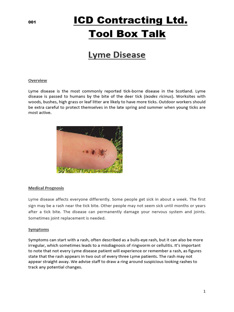 ICD ContractingTool box talk Lyme Disease PDF Lyme Disease Diseases And Disorders